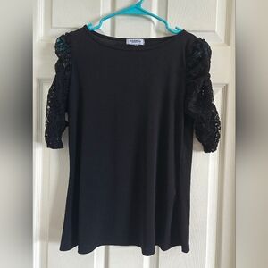 Chic Black Lace Sleeve Top